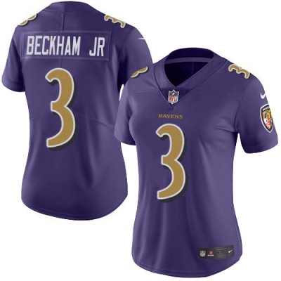 Nike Baltimore Ravens #3 Odell Beckham Jr. Purple Women's Stitched NFL Limited Rush Jersey
